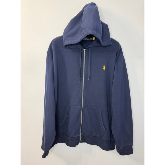 Polo Ralph Lauren Full Zip Hoodie Rainbow Spellout Pony Logo Sweatshirt Blue XXL - Picture 2 of 9